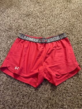 Under Armour Women's Bright Pink Athletic Shorts with Branded Waistband